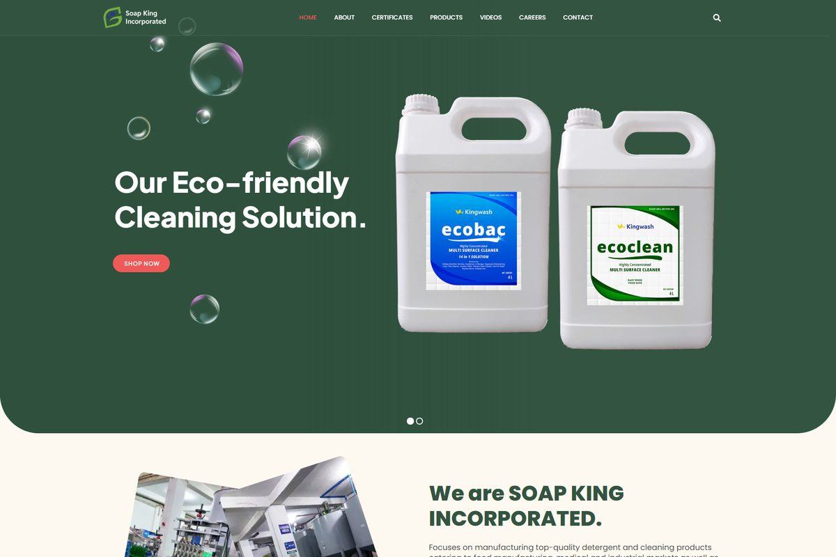 Soap King website preview